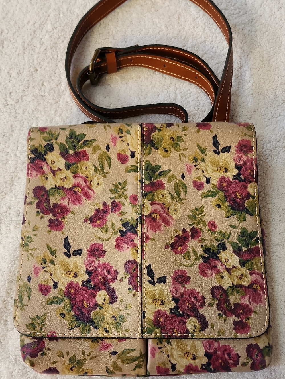 Patricia Nash Womens Antique Roses Crossbody Bag Preowned